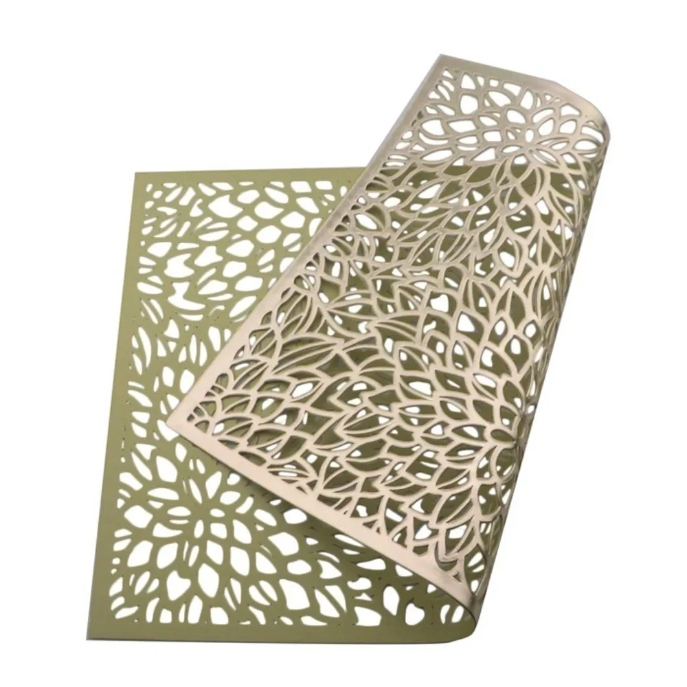 Gold Placemats Laser Cut Elegant Everyday Special Occasion Holiday Elegant 4 PC